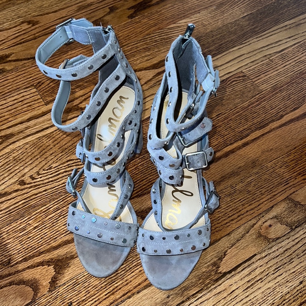 sam edelman women’s sz 10 gray suede stuffed heel, BEAUTIFUL,excellent condition